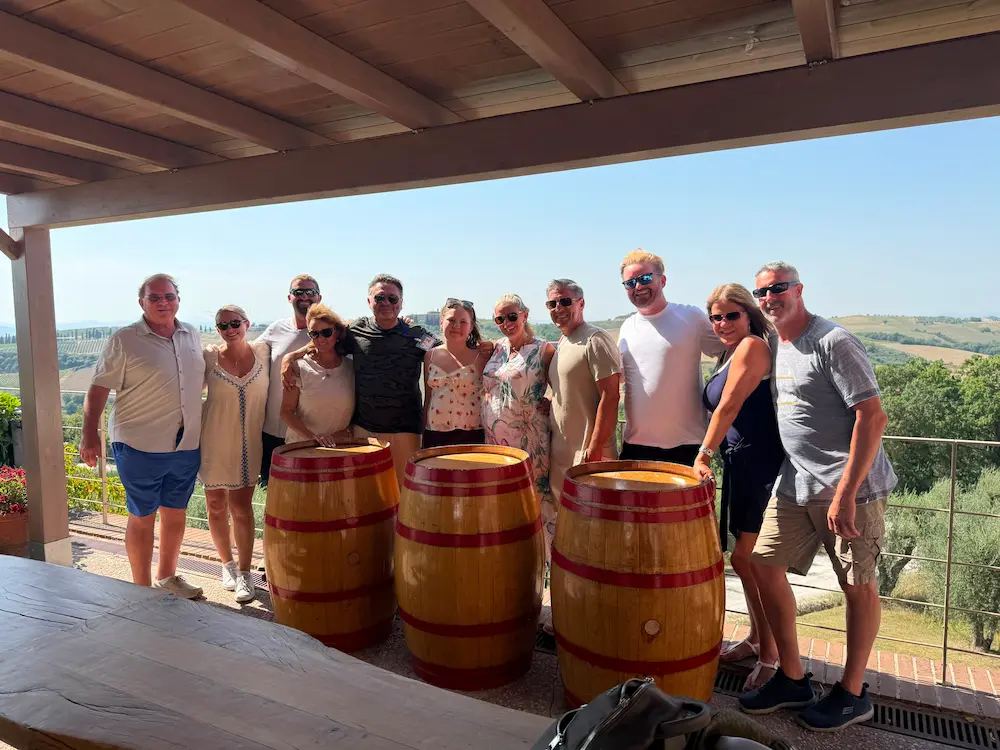 fabrizio with guests family owned tuscany winery