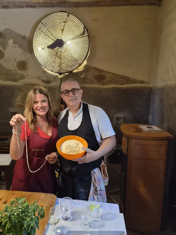 guest making fresh pasta tuscan cooking class pienza