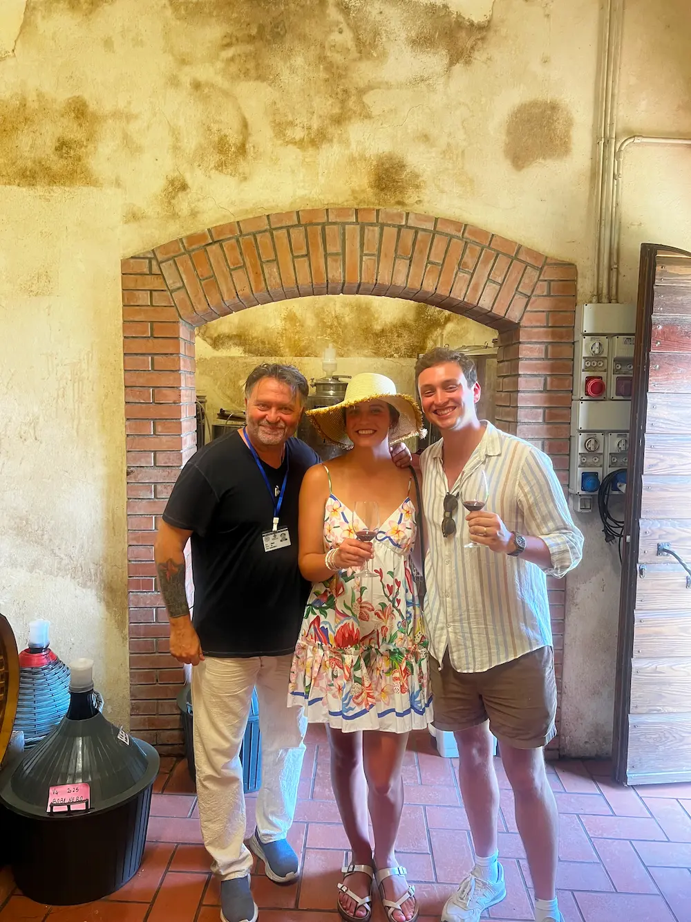 Fabrizio with happy guests during a private tour in Tuscany